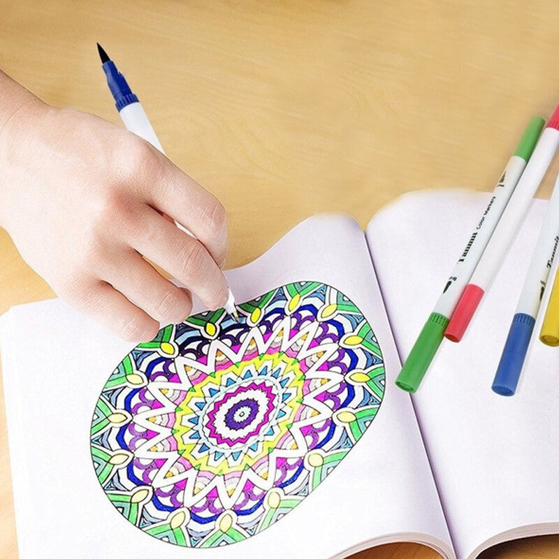 24pcs Colour Dual Tip Brush Pens Fineliners-Watercolour Art Markers Drawing XMAS