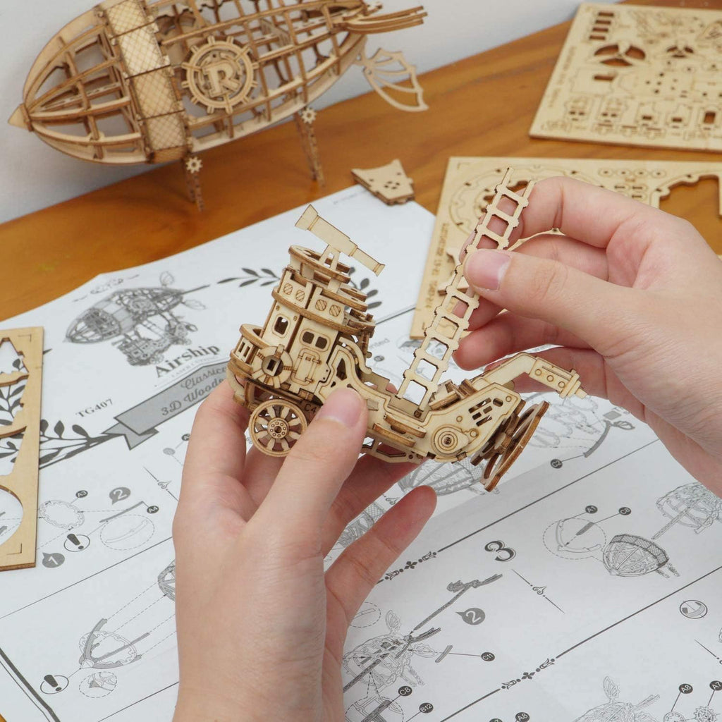 3d Wooden Puzzle Airship Woodcraft Construction Kit Model Kits For Kids, Teens And Adult TG407