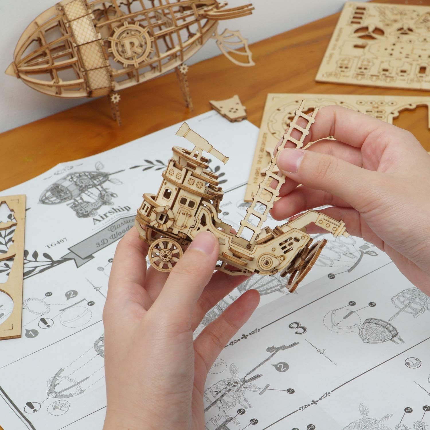 3d Wooden Puzzle Airship Woodcraft Construction Kit Model Kits For Kids, Teens And Adult TG407
