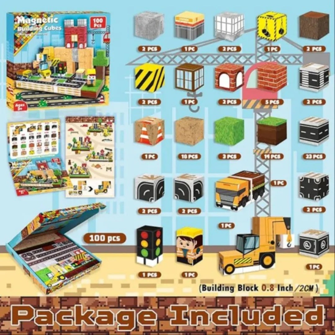 Magnetic Block Toy Engineering Blocks -100pcs